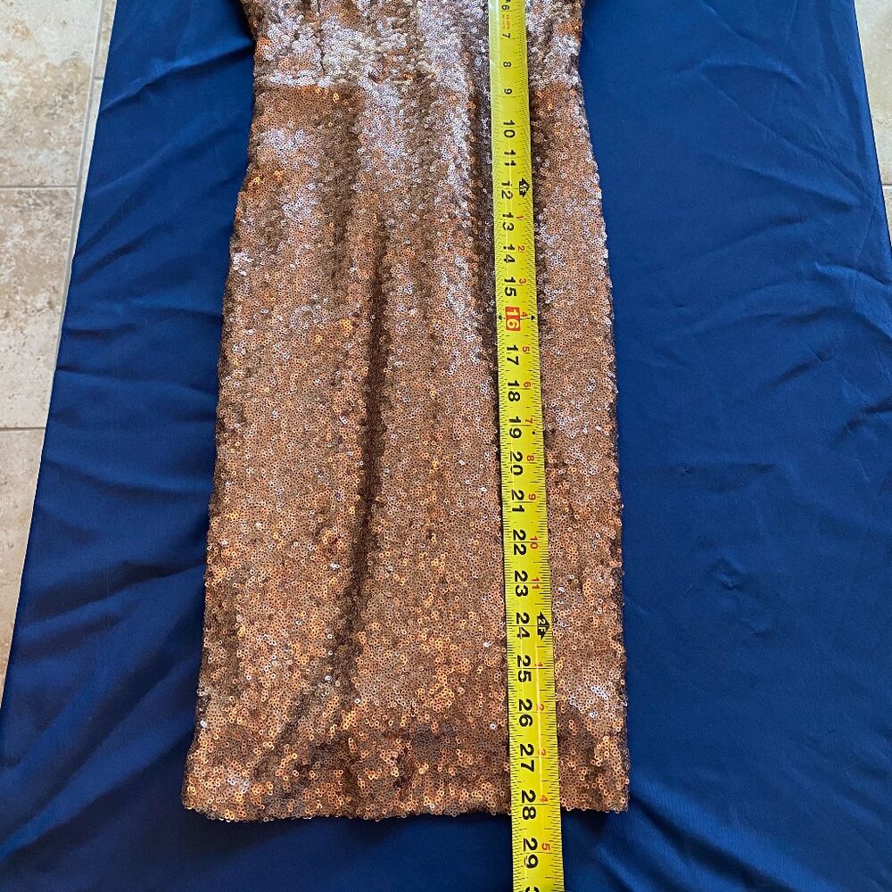 Lulus Sequin Mini Dress Small Retro Gold Bodycon V-Neck Sexy Cocktail Party SMAL - Picture 5 of 8